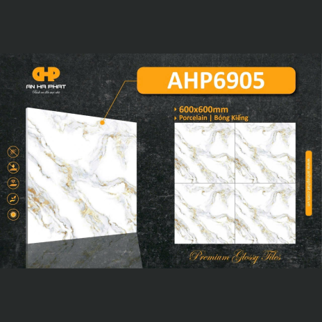 60x60cm | Porcelain | Bóng Kiếng | Mã AHP6905