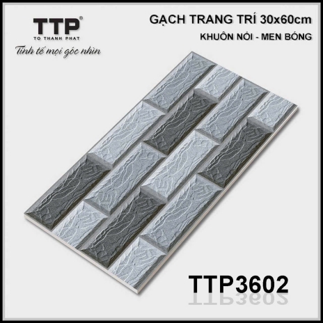 30x60cm | KHUÔN NỔI - MEN BÓNG | Mã TTP3602