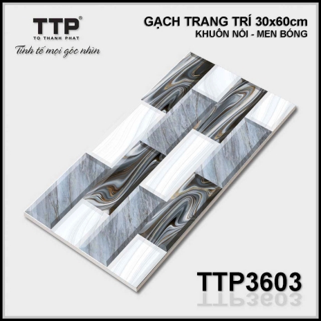 30x60cm | KHUÔN NỔI - MEN BÓNG | Mã TTP3603